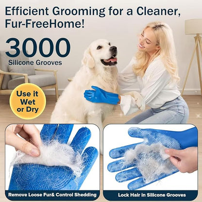 6PCS Pet Grooming Kit for Dogs & Cats - Dog Bath Gloves with Silicone Massage Brush, Gentle Washing Supplies for Shedding, Bathing, and Teeth Cleaning | Hypoallergenic & Waterproof Design