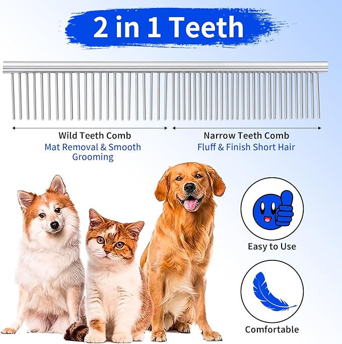 Dog Grooming Scissors, 6-in-1 Professional Dog Grooming Kit, 4CR Stainless Steel Dog Scissors for Grooming, Heavy Duty Grooming Scissors with Safety Round Tips, Pet Grooming Kit for Dogs at Home