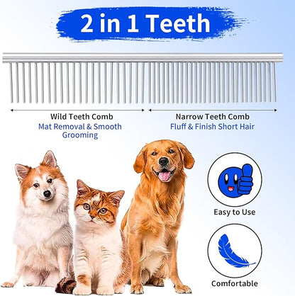 Dog Grooming Scissors, 6-in-1 Professional Dog Grooming Kit, 4CR Stainless Steel Dog Scissors for Grooming, Heavy Duty Grooming Scissors with Safety Round Tips, Pet Grooming Kit for Dogs at Home