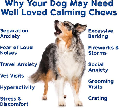 Calming Chews for Dogs - Dog Calm Treats, Made in USA, Vet Recommended, Behavior Support with Melatonin & Hemp, Stress, Separation, Fireworks, Travel, Extra Strength