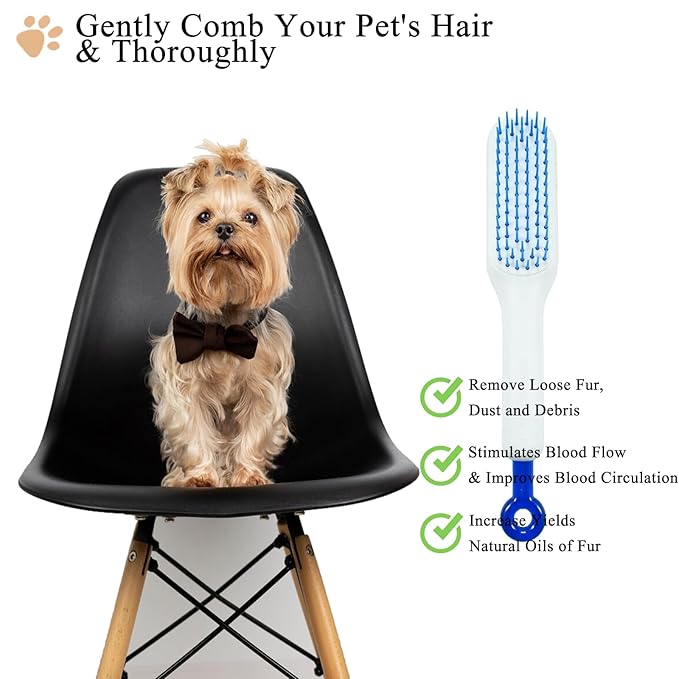 Scalable Small Grooming Dog Brush, Puppy Massaging Hair Brush, for Small Dogs Cats Rabbits of All Hair Types (White)