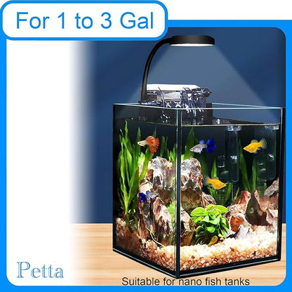 Clip On Aquarium Light for 1-3 Gal Fish Tank, USB Betta Fish Light for Nano/Small/Planted Tank(Dimmable White+Blue+Red+Green LED) Adjustable Brightness, Enhance Betta/Aquatic Plants Color