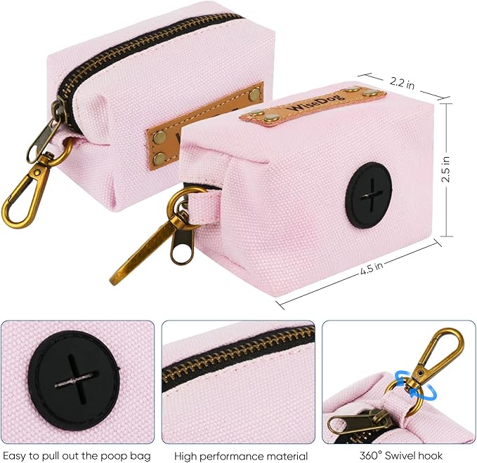 Wisedog Dog Collar and Leash Set, Waterproof Adjustable Puppy Collars with Cute Tag 6FT Dog Leash with Poop Bag for Small Medium Large Dogs (M, Pale Pinkish Purple)