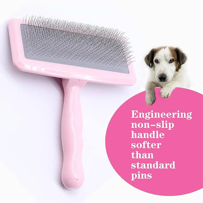 Air Cushion Slicker Brush for Dogs Cats,Soft Pin Shedding Brush for Short Haired Dog,Cat, Pet Grooming Wire Brush for Thin Curly Matted Tangled Hair,14mm(0.55"),Pink