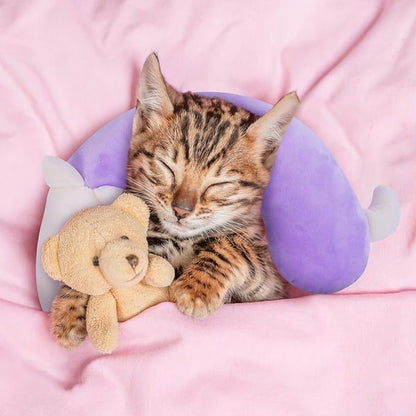 Dog Pillow,Pet Cat Pillow,Dog Pillows for Small Dogs,Dog Neck Pillow,Soft Kitten Pillow,Machine Washable Dog U-Shaped Pillow,Joint Relief Sleeping Improve for Pets, Purple,M