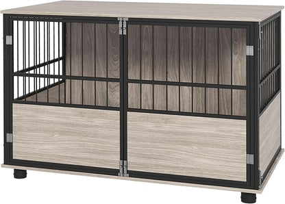PawHut 39.5" Dog Crate Furniture End Table, Wooden Dog Kennel Indoor Pet House with 3 Doors, for Small to Large Dogs