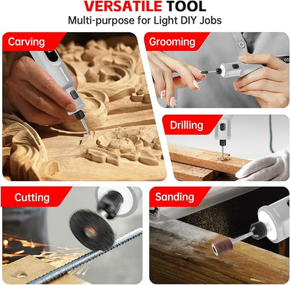 Dog Nail Grinder - Rechargeable Pet Nail Grinder, Electric Upgraded 5 Speed w LED Lights Cordless Dog Nail Trimmer Kit, 40 Accessories Pet Dog Claw Care Kit for Dogs Cats and Small Medium Animals Grey