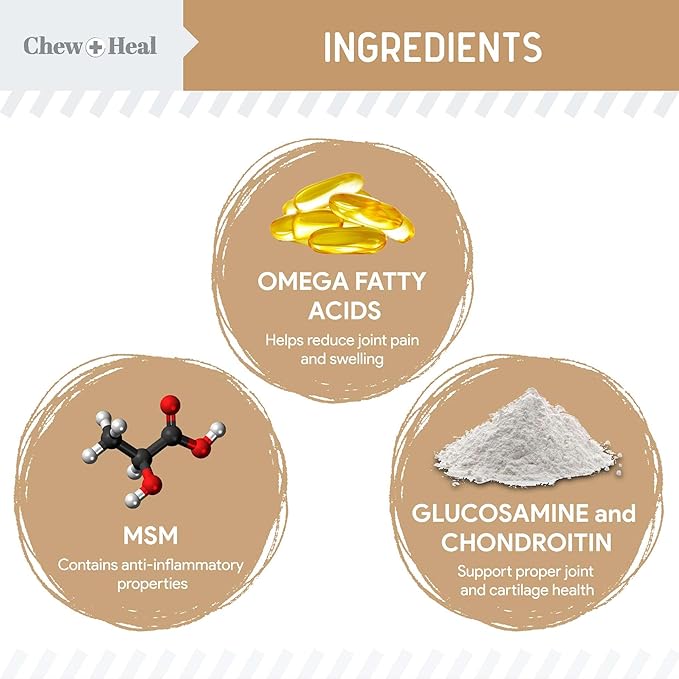 Glucosamine for Dogs Hip and Joint Supplement - 120 Soft Chews for Senior Dogs with Glucosamine, Chondroitin, MSM, and Omegas - for Mobility, Cartilage, and Joint Health - Peanut Butter Flavor