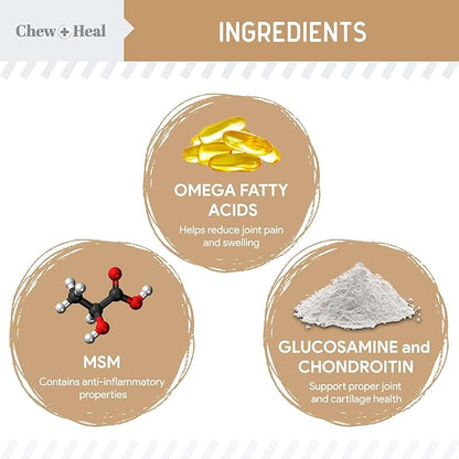 Glucosamine for Dogs Hip and Joint Supplement - 120 Soft Chews for Senior Dogs with Glucosamine, Chondroitin, MSM, and Omegas - for Mobility, Cartilage, and Joint Health - Peanut Butter Flavor