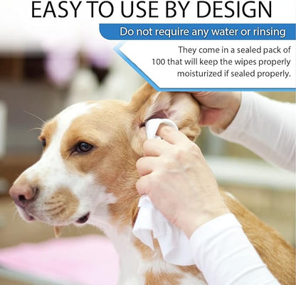 Dog Wipes for Pets Cats-100 Count All Purpose Unscented Wet Wipes for Paw Butt Cleaning,Grooming,AlcoholFree,Vitamin E,pH Balanced
