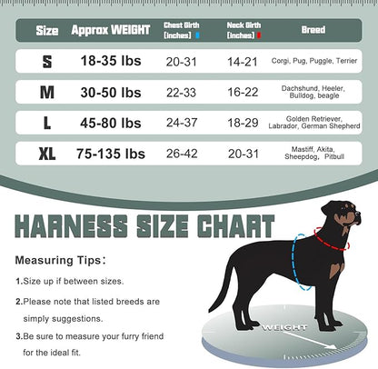 Auroth Tactical Dog Harness for Large Dogs No Pull Adjustable Pet Harness Reflective K9 Working Training Easy Control Pet Vest Military Service Dog Harnesses Grey L
