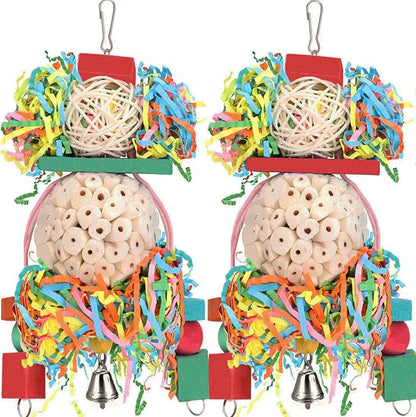 BBjinronjy Bird Toys,2PCS Hanging Natural Soft Sola Ball Beak Chew Shred Forage Toys for Parrots,Cockatiel,Conure,Love Birds,Parakeets,Budgie and Other Small Birds