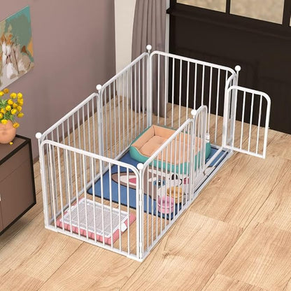 Dog Pen Pet Playpen Panel Pen Bunny Fence Indoor Outdoor Fence Playpen Heavy Duty Exercise Pen Dog Crate Cage Kennel(White)