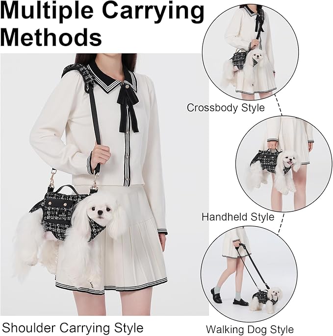 Dog Lift Harness Dog Carrier Dog VES Harness Adjustable Dog Leash with Small Puppy Treat Bag（Black,XS）