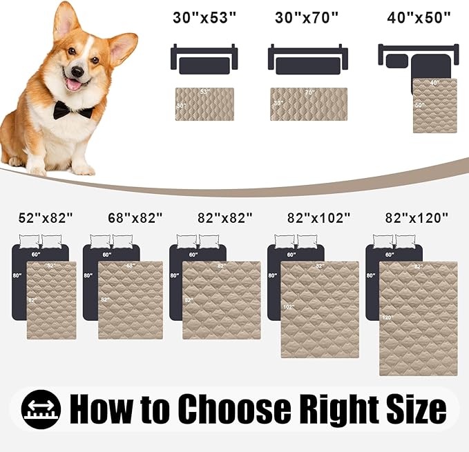 Smiry Waterproof Dog Blanket, Soft Dog Bed Cover Pet Blanket, Reversible Couch Cover for Dogs Washable, Pet Couch Covers for Sofa Furniture Protector for Puppy Cat (82x82 Inch, Taupe/Beige)