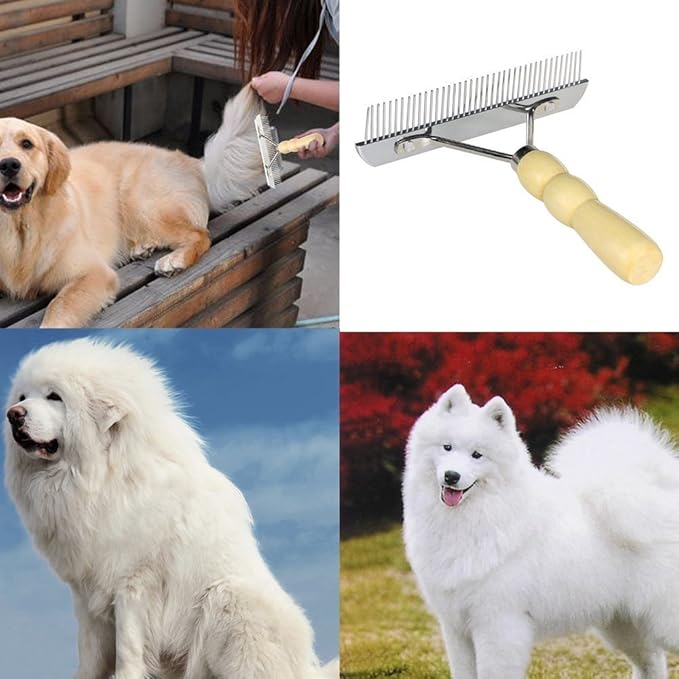 Pet Comb,Dog Long Hair Brush,Large Animal Grooming Rake Dog Brush For Long Haired Dogs