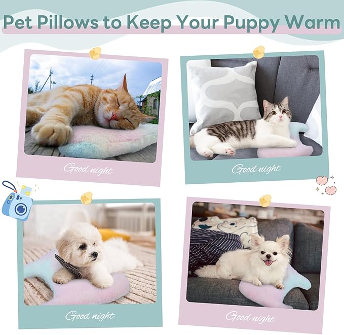 T'CHAQUE Dog Pillow Bed Cat Pillows for Indoor Cats Soft Dog Calming Pillow for Small Dogs Anxiety Relief Comfort Dog Neck Pillow Pet Sleeping Improve Pet Calming Toy for Upper Spine Support