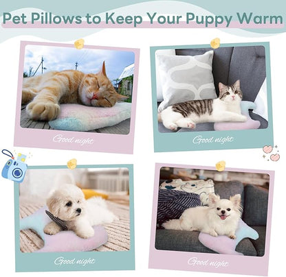 T'CHAQUE Dog Pillow Bed Cat Pillows for Indoor Cats Soft Dog Calming Pillow for Small Dogs Anxiety Relief Comfort Dog Neck Pillow Pet Sleeping Improve Pet Calming Toy for Upper Spine Support
