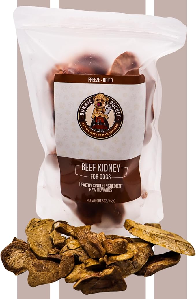 Freeze Dried Beef Kidney Dog Treats - Single Ingredient Beef Dog Treats with High Protein - Low Fat & Carb Dog Snacks for Digestive & Dental Health - 100% Beef - 5oz