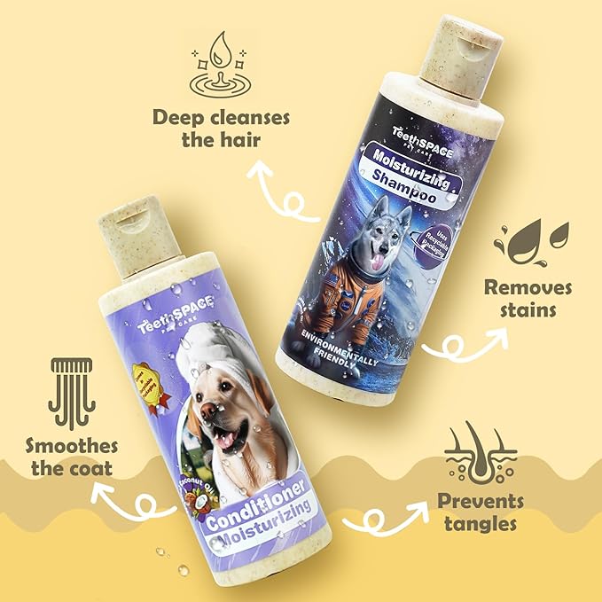 Odor Control Dog Shampoo and Conditioner Set, Dry Skin&Itchy Relief，for Allergies and Itching Dog or Puppy，Hypoallergenic Dog Shampoo for Sensitive Skin(Net 6.76 FL Oz)