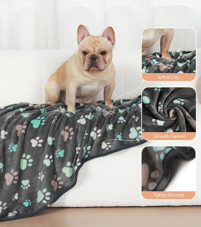 Luciphia 1 Pack 6 Dog Blankets Cat Soft Fluffy Fleece Pet Blanket Warm Cute Print Design Puppy Kitten Doggy Paw Medium(30"x20")