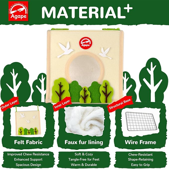 Agape Warm Bird Nest Hammock for Cage, Plush Bird Bed House Hideaway Hut, Birdcage Accessories for Parakeet, Budgie, Cockatiel, Lovebird, Conure, Aviary, Bird Playstand for Cages, Nido para Pájaros