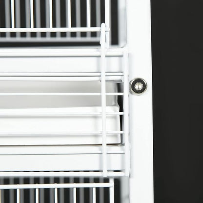 PawHut Wrought Metal Bird Cage Feeder with Rolling Stand Perches Food Containers Doors Wheels 67" H, White