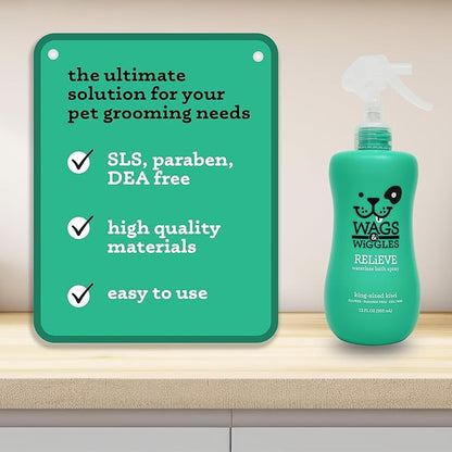 Wags & Wiggles Relieve Anti-Itch Spray for Dogs | Waterless Dry Shampoo for Dogs With Dry, Itchy, Or Sensitive Skin | Kiwi Scent Your Dog Will Love, 12 Ounces, Anti-Itch Spray - Kiwi