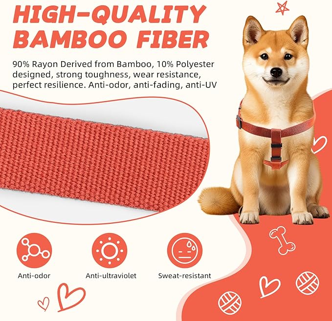 Dog Harness for Large Dogs Rayon Derived from Bamboo 90%, Polyester 10% No Pull Large Dog Harness, Step-in Adjustable Dog Harness for Large Dogs-Orange