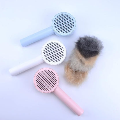 Cat Self Cleaning Slicker Brush, Cat Grooming Brush, Short and Long Haired remover for Dogs and Cats, Slicker Brush Removes Loose Undercoat & Tangled Hair (White Macaron)