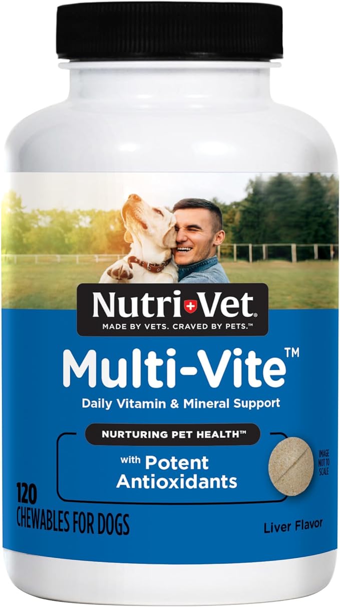 Nutri-Vet Multi-Vite Chewables for Adult Dogs, Dog Vitamins, Pet Essentials, Potent Antioxidants, Strong Bones, Supports a Balanced Diet, Pet Supplements, 120 Count