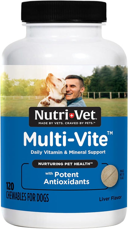 Nutri-Vet Multi-Vite Chewables for Adult Dogs, Dog Vitamins, Pet Essentials, Potent Antioxidants, Strong Bones, Supports a Balanced Diet, Pet Supplements, 120 Count