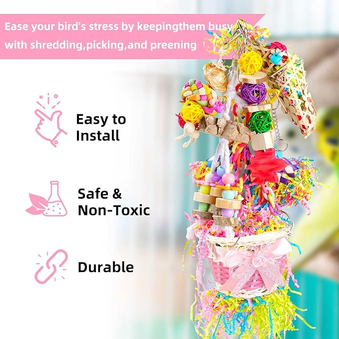 Bird Toys Foraging Toys Chewing Toy Colorful Foraging Shredder Climbing Ladder, Small and Medium-Sized Parrot, Love Bird, Tiger Skin Parrot Accessories(6PCS)