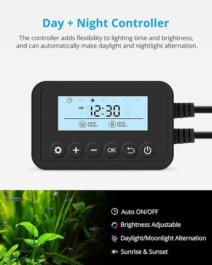 NICREW SkyLED Plus Aquarium Plant Light, Freshwater Fish Tank Light with Ramp Up and Dim Down, Spectrum Adjustable and Lighting Schedule Programmable with Controller, 36-48 Inches, 36 Watts