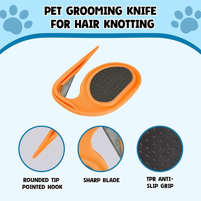 2Pcs Knotting Comb for Cat and Dog Dog Knot Remover Cat Knot Cutter for Pets Puppy Kitten Brush Hair Knot Removal Tool (Orange)