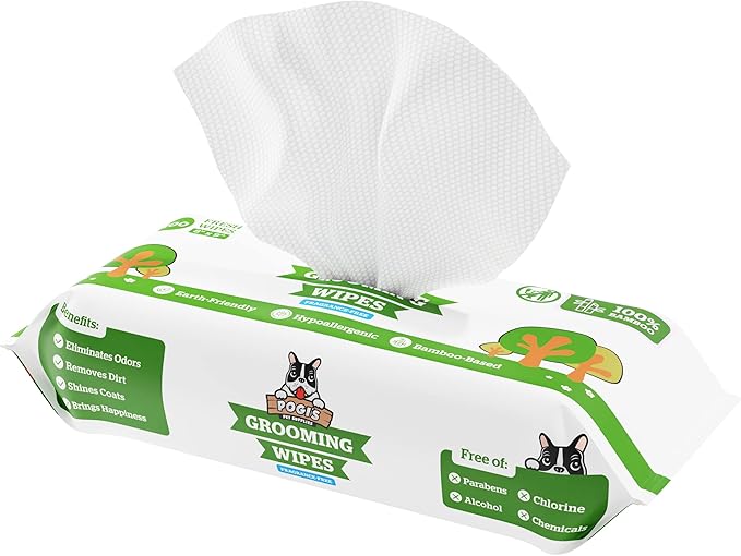 Pogi_ Dog Grooming Wipes  Hypoallergenic Pet Wipes for Paws, Body & Butt  Cleaning & Hydrating, Fragrance Free, 100-Count