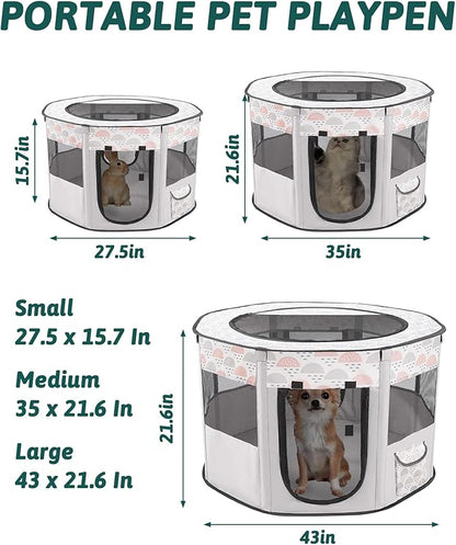 BNOSDM Cat Small Dog Playpen with Zippered Top Portable Puppy Play pens Cage Kitten Foldable Pop Up Dogs Kennel Tent Indoor Outdoor Travel Use Exercise Yard Fence for Kittens Cats Puppies