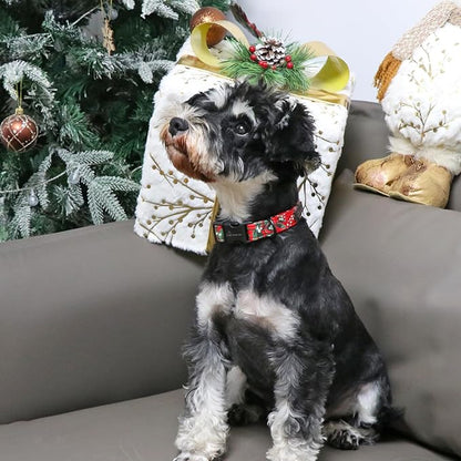 ARING PET Christmas Dog Collar Cute Red Dog Collar, Adjustable Cotton Christmas Small Dog Collars Puppy Collar for Small Medium Large Dogs