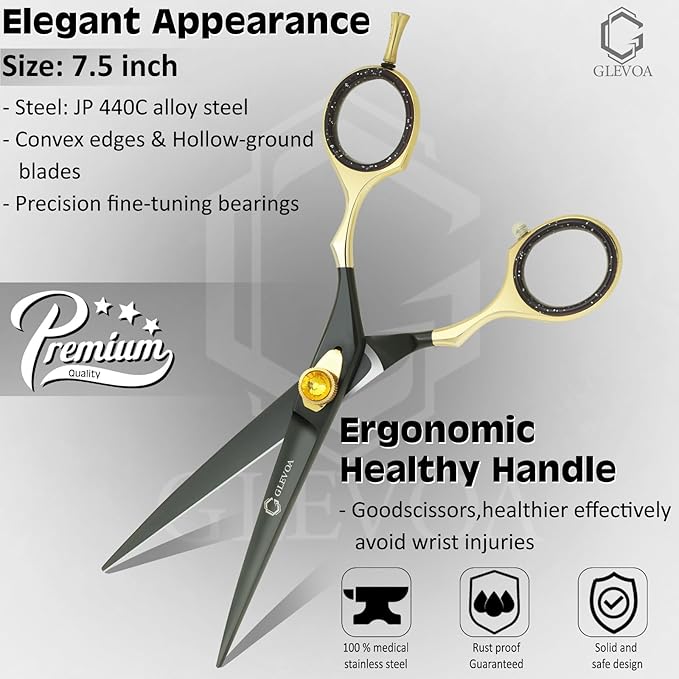 Dog Grooming Scissor - Professional Down-curved Shear with Ergonomic Handle Japanese Stainless Steel Trimming Scissor for Dogs, Cats and Other Pets, Sharp (Straight Curved)