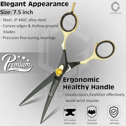 Dog Grooming Scissor - Professional Down-curved Shear with Ergonomic Handle Japanese Stainless Steel Trimming Scissor for Dogs, Cats and Other Pets, Sharp (Straight Curved)