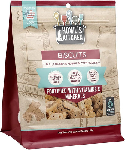 Howl's Kitchen Dog Treats, Biscuits, Beef, Chicken, and Peanut Butter Mix