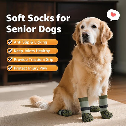 Double Sides Non-Slip Dog Socks to Prevent Licking Paws - Strong Traction for Paw Protector, Senior Dogs, Hardwood Floors, Dog Booties with Grippers - Size Small