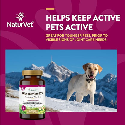 NaturVet Glucosamine DS Level 1 Maintenance Care Hip & Joint Support Pet Supplement for Dogs & Cats _lucosamine, Chondroitin, Antioxidants _upports Cartilage, Joint Function  60 Ct.