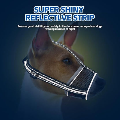 Dog Muzzle,Soft Mesh Breathable Muzzle, Air Mesh Dog Muzzle with Reflective & Adjustable Strap for for Biting Chewing Grooming,Allow Panting Drinking,Dog Muzzle for Medium (Black, S)