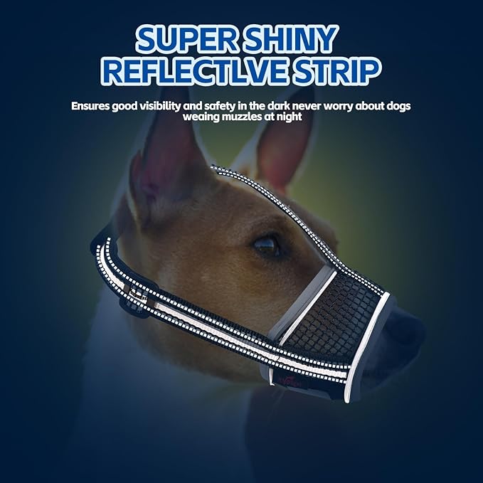 Dog Muzzle,Soft Mesh Breathable Muzzle, Air Mesh Dog Muzzle with Reflective & Adjustable Strap for for Biting Chewing Grooming,Allow Panting Drinking,Dog Muzzle for Medium (Black, XL)