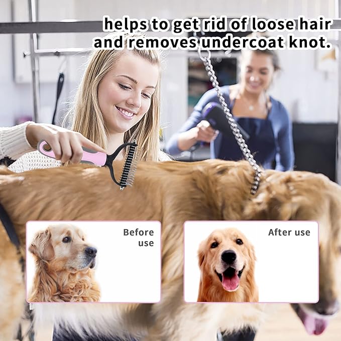 Cat Brush for Shedding, Cat Brushes for Indoor Cats, Pet Cat and Dog Self-Cleaning Brush, Removes Loose Undercoats and Mats, Dog Brush Pet Massage Brush for Short and Long Hair Dogs, Cats, Rabbits