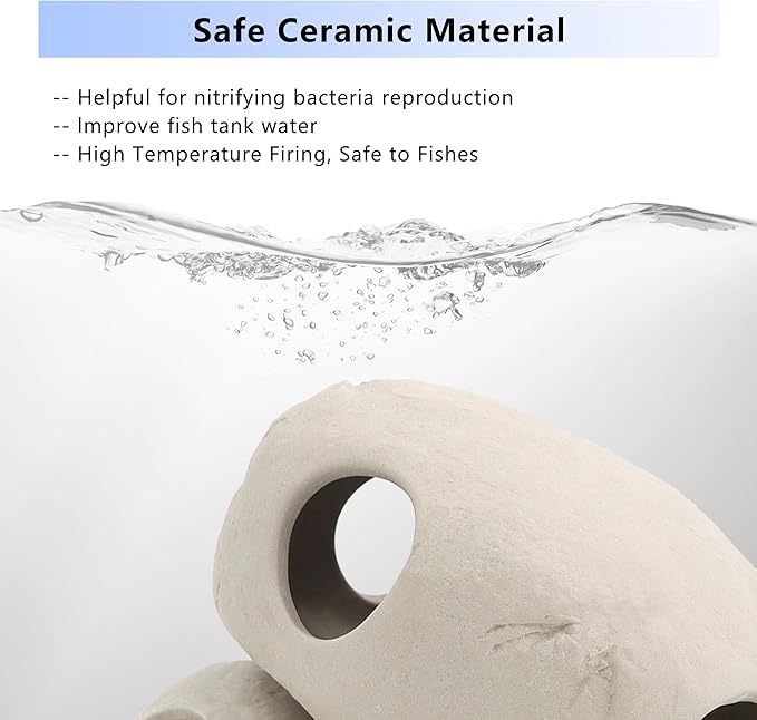 Aquarium Decorations Stackable Ceramic Cave Betta Fish Tank Accessories Rock Cave Decor 6-Piece Set