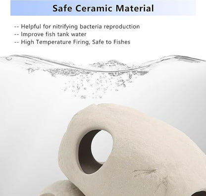 Aquarium Decorations Stackable Ceramic Cave Betta Fish Tank Accessories Rock Cave Decor 6-Piece Set