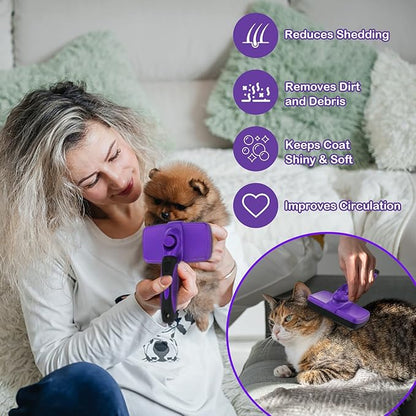 Pet Grooming Brush, The Ultimate Dog Brushes for Shedding Hair, Fur, Comb for Grooming Long Haired & Short Haired Dogs, Cats, Rabbits & More, Shedding and Grooming Tool for Dog and Cat Brush