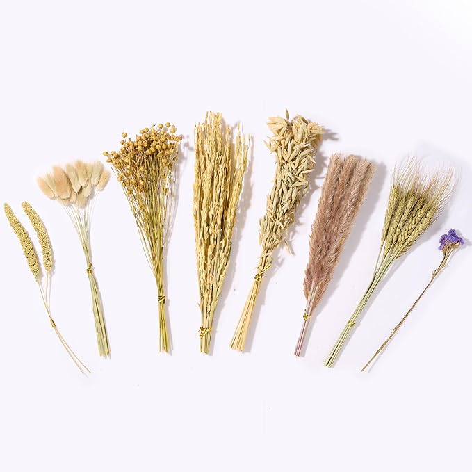 BUCATSTATE Natural Hamster Bedding - Flowers & Herbs & Sprays for Cage Habitat Decor - Treat Cereal Grain for Dwarf Syrian Gerbils, Mice, Rat, Forage, Enrichment (54PCS)